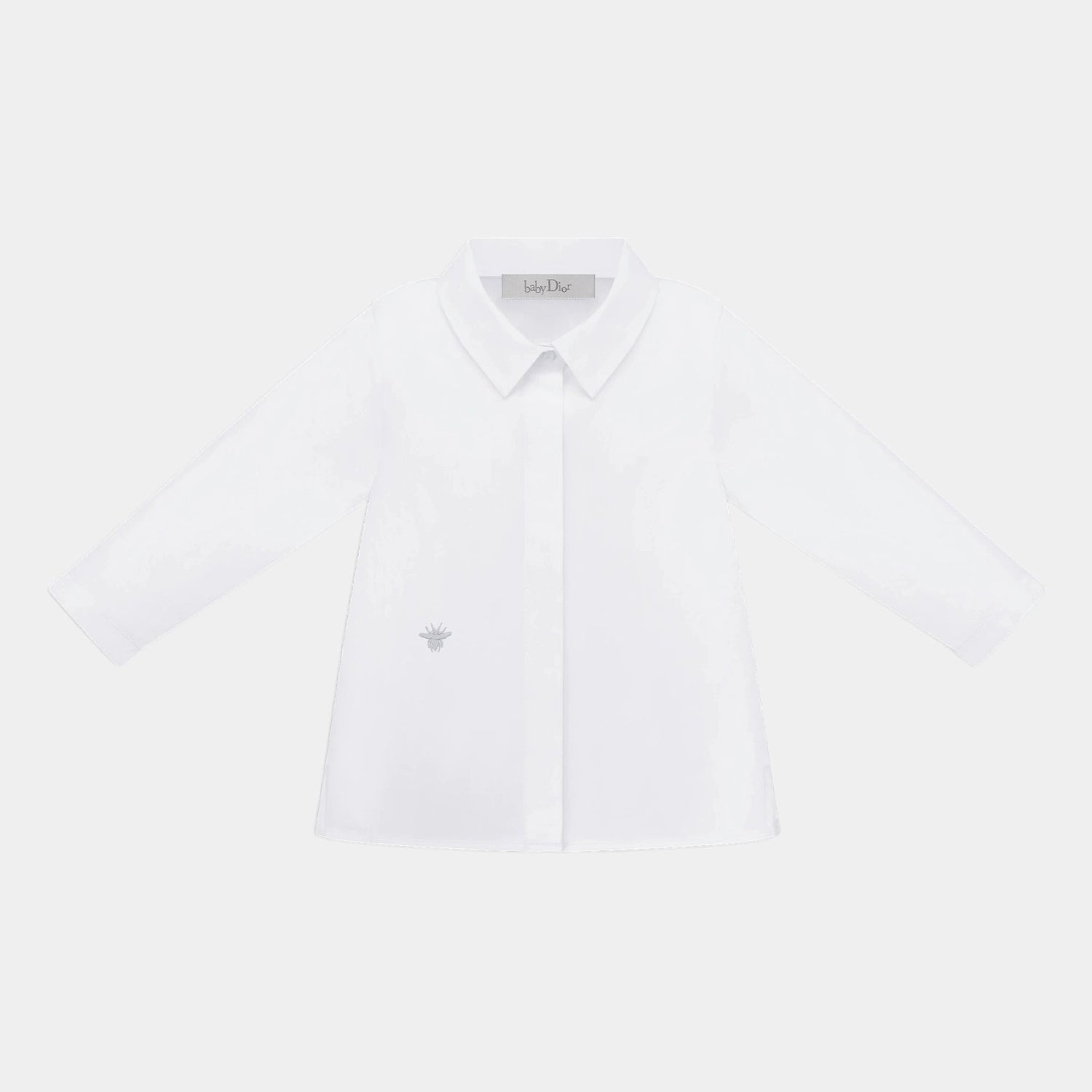 Baby Shirt White Cotton-Blend Poplin