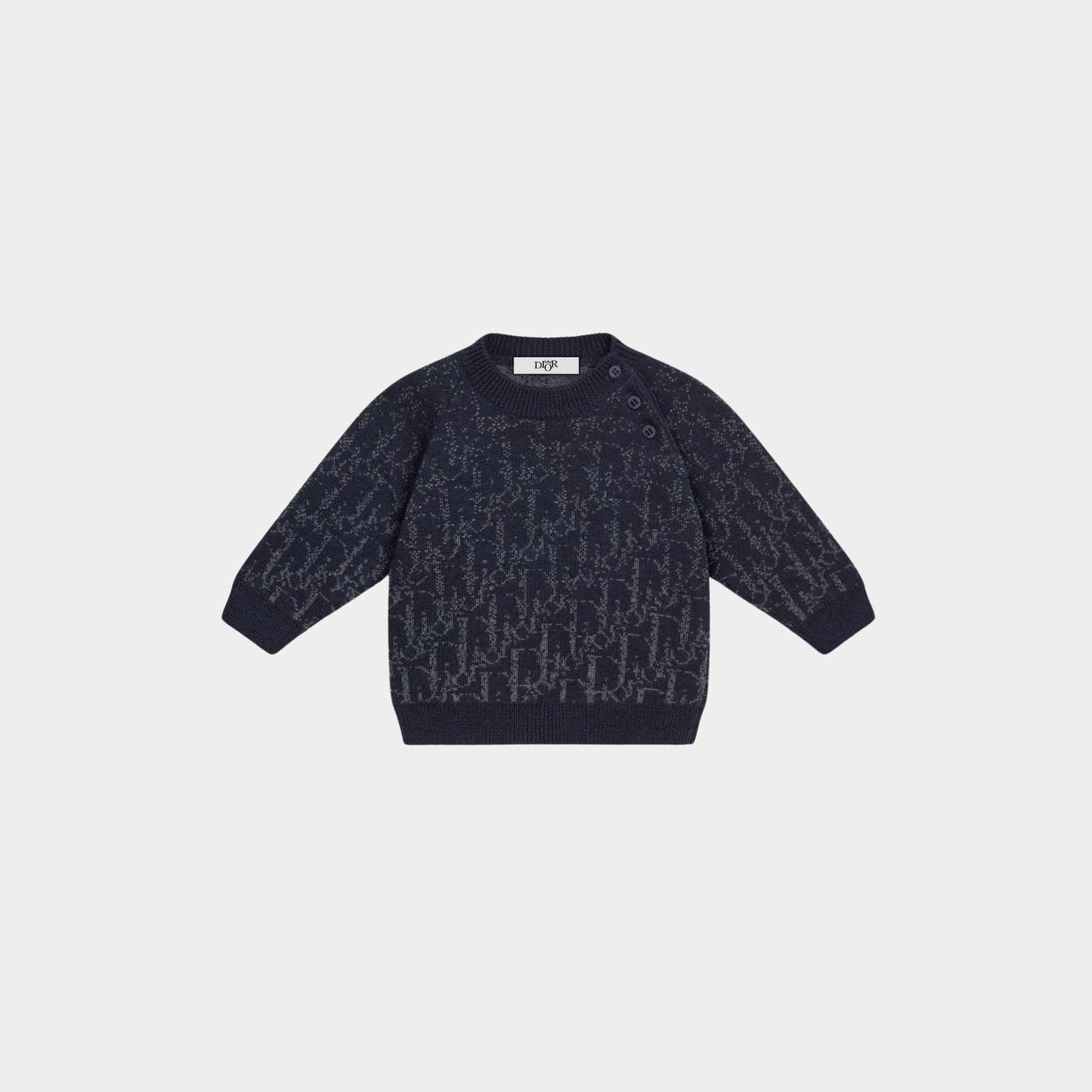 Baby Sweater Wool Knit with Dior Oblique Jacquard