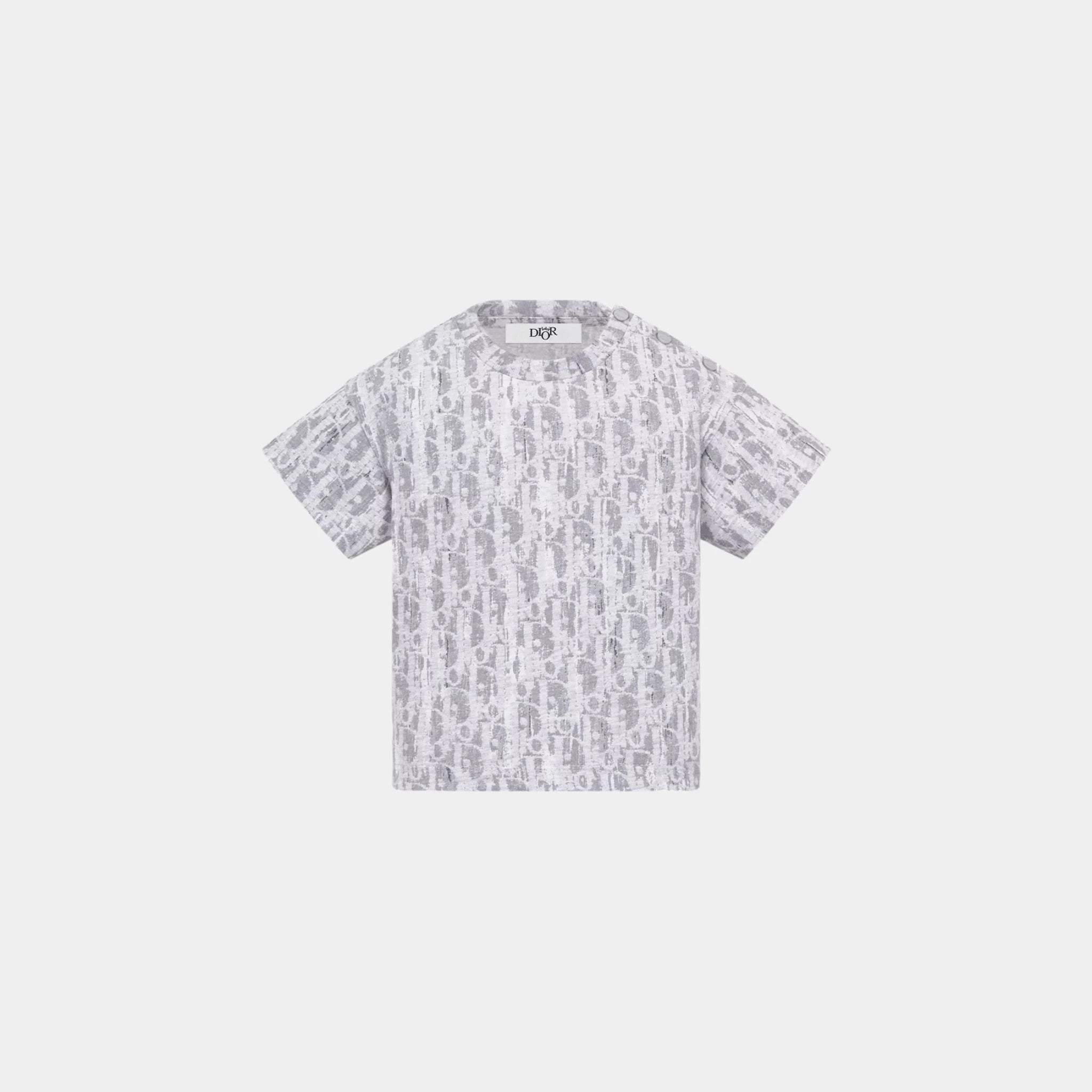 Baby T-Shirt Gray Dior Oblique Cotton Jersey with Camouflage Effect