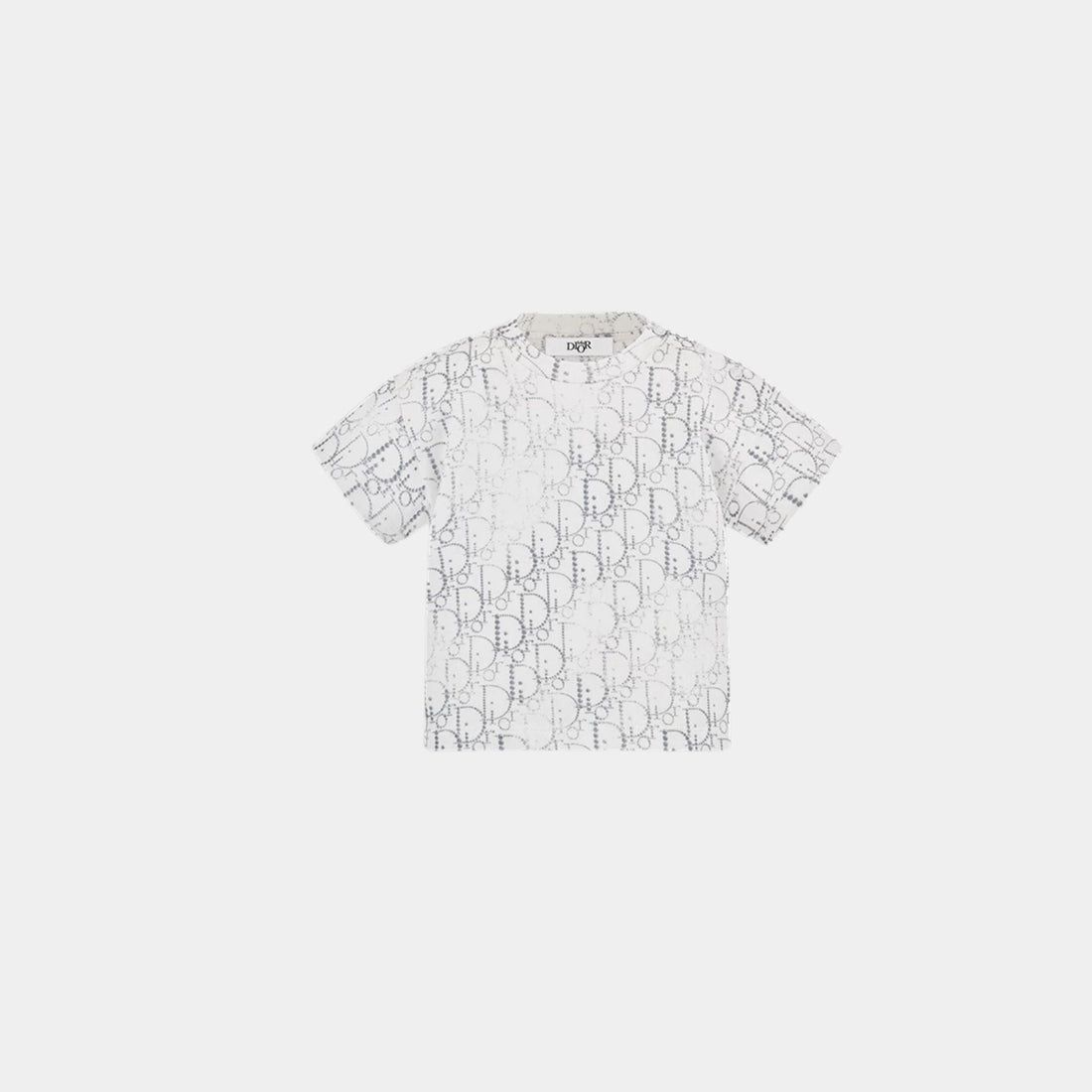 Baby T-Shirt in Ivory Cotton with Silver Oblique Pearl