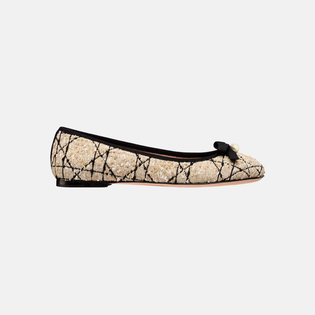 Ballet Flat Beige And Black Cannage Tweed
