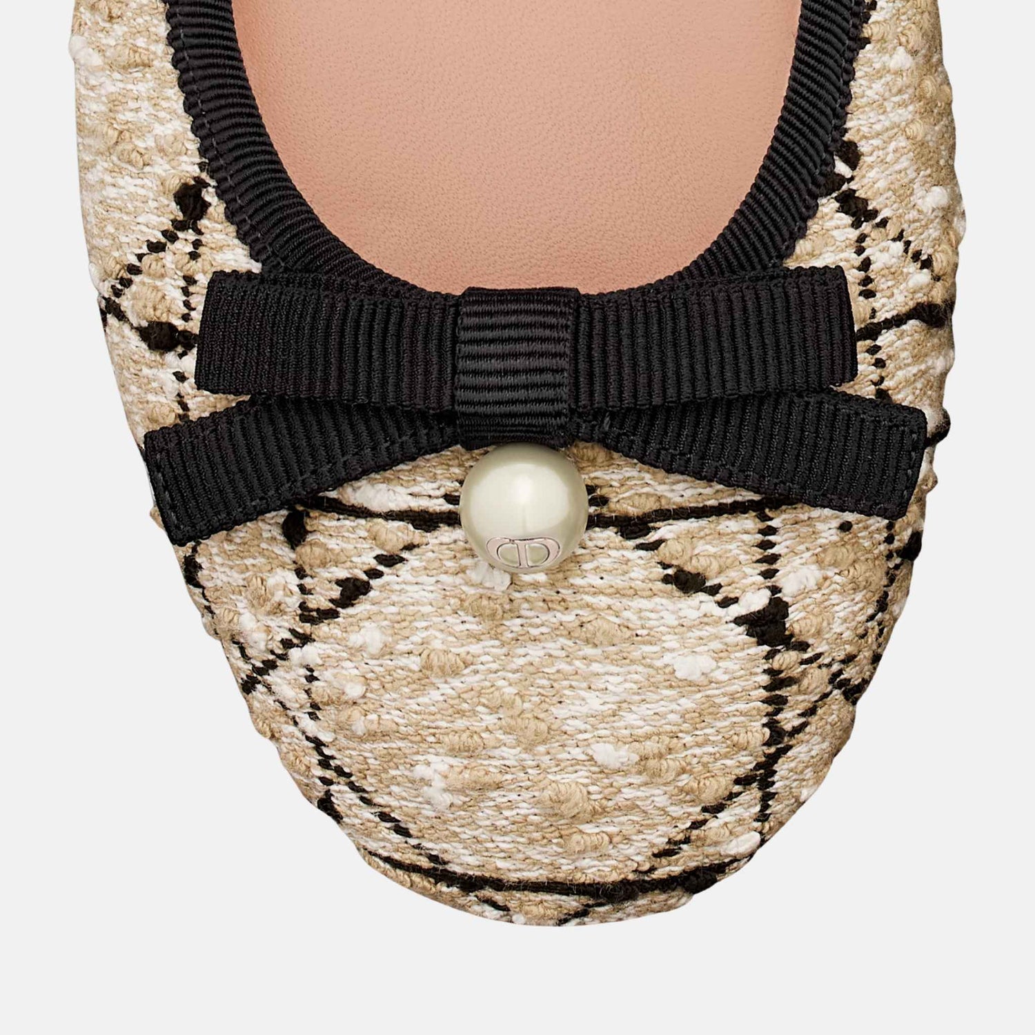 Ballet Flat Beige And Black Cannage Tweed