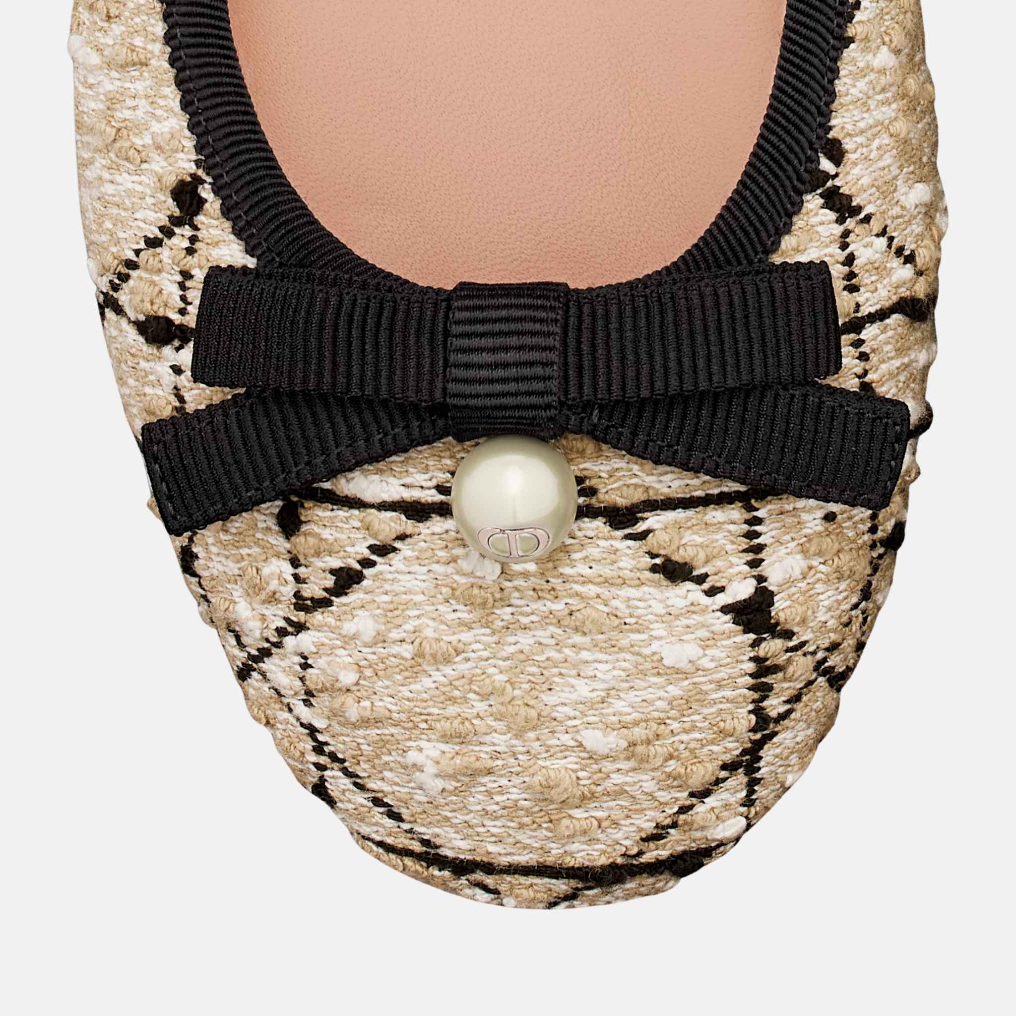 Ballet Flat Beige And Black Cannage Tweed