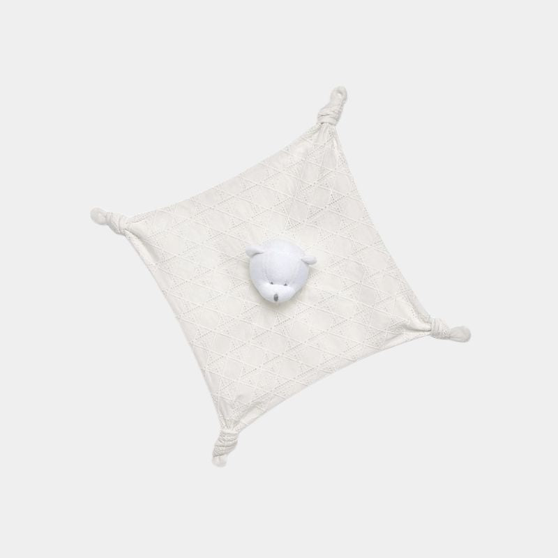 Bear Lovey Blanket Ivory Cannage Cotton Voile and Jersey