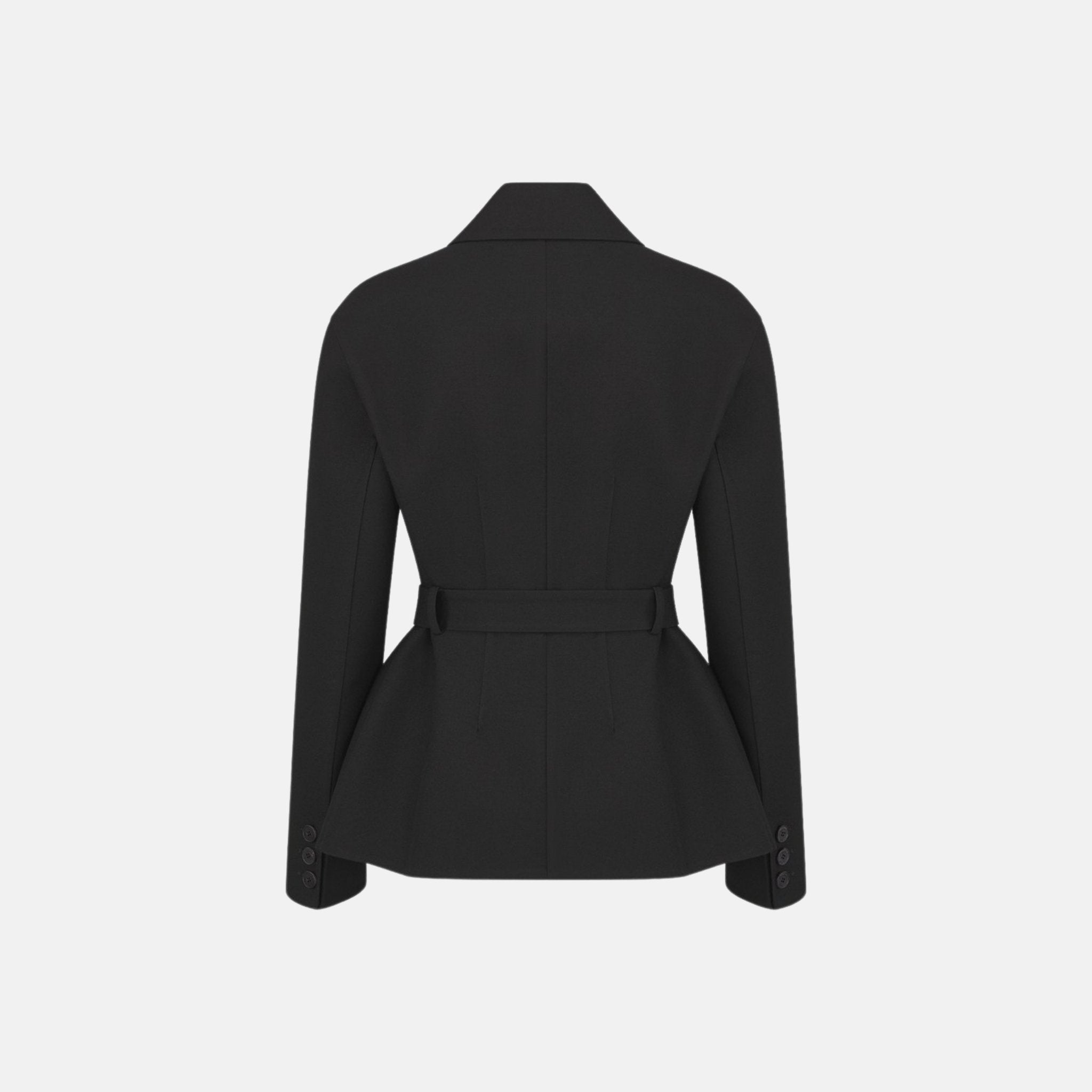 Belted Jacket In Virgin Wool And Silk Gabardine