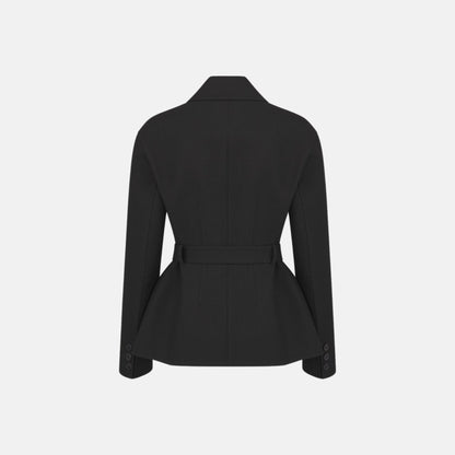 Belted Jacket In Virgin Wool And Silk Gabardine