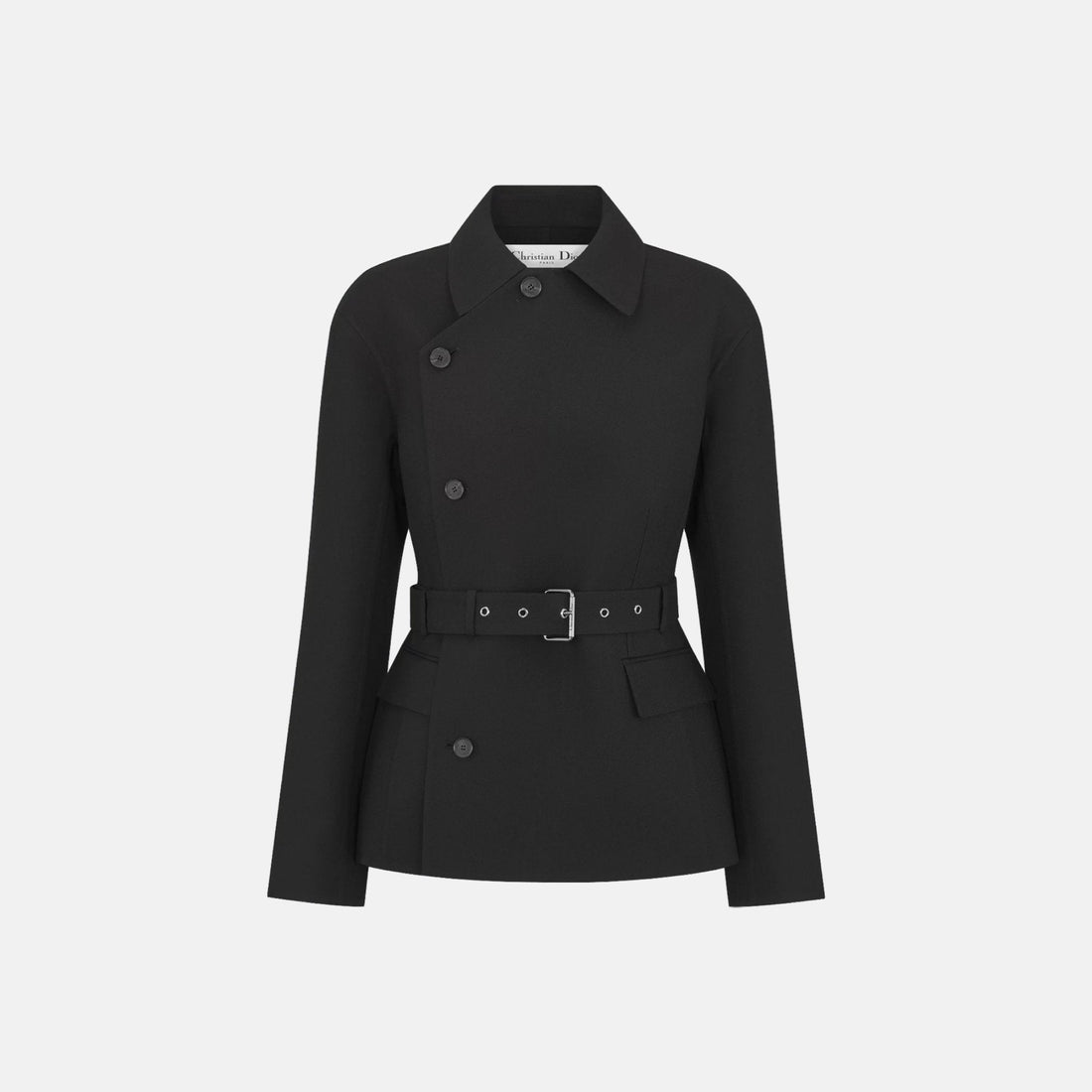 Belted Jacket In Virgin Wool And Silk Gabardine