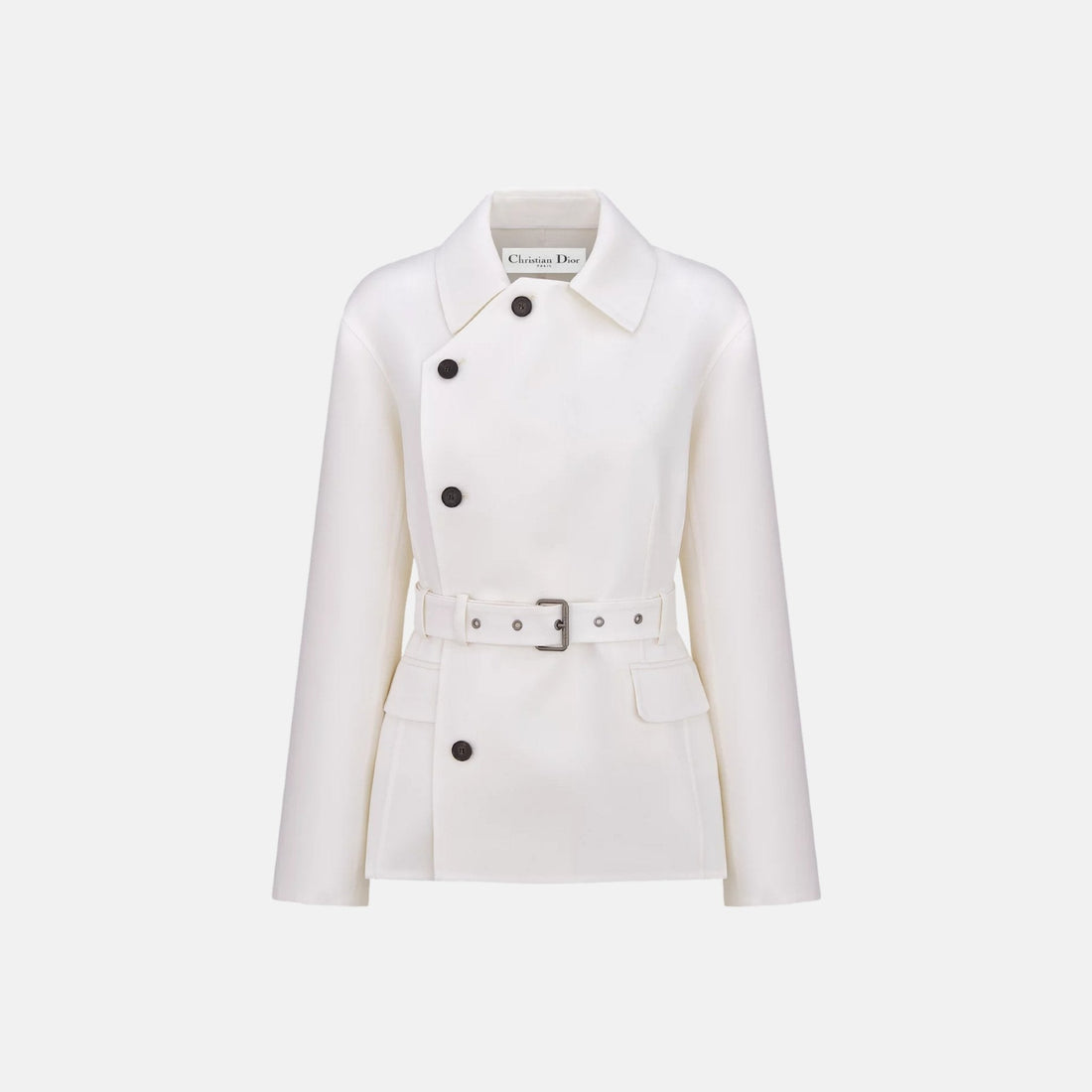 Belted Jacket In Virgin Wool And Silk Gabardine