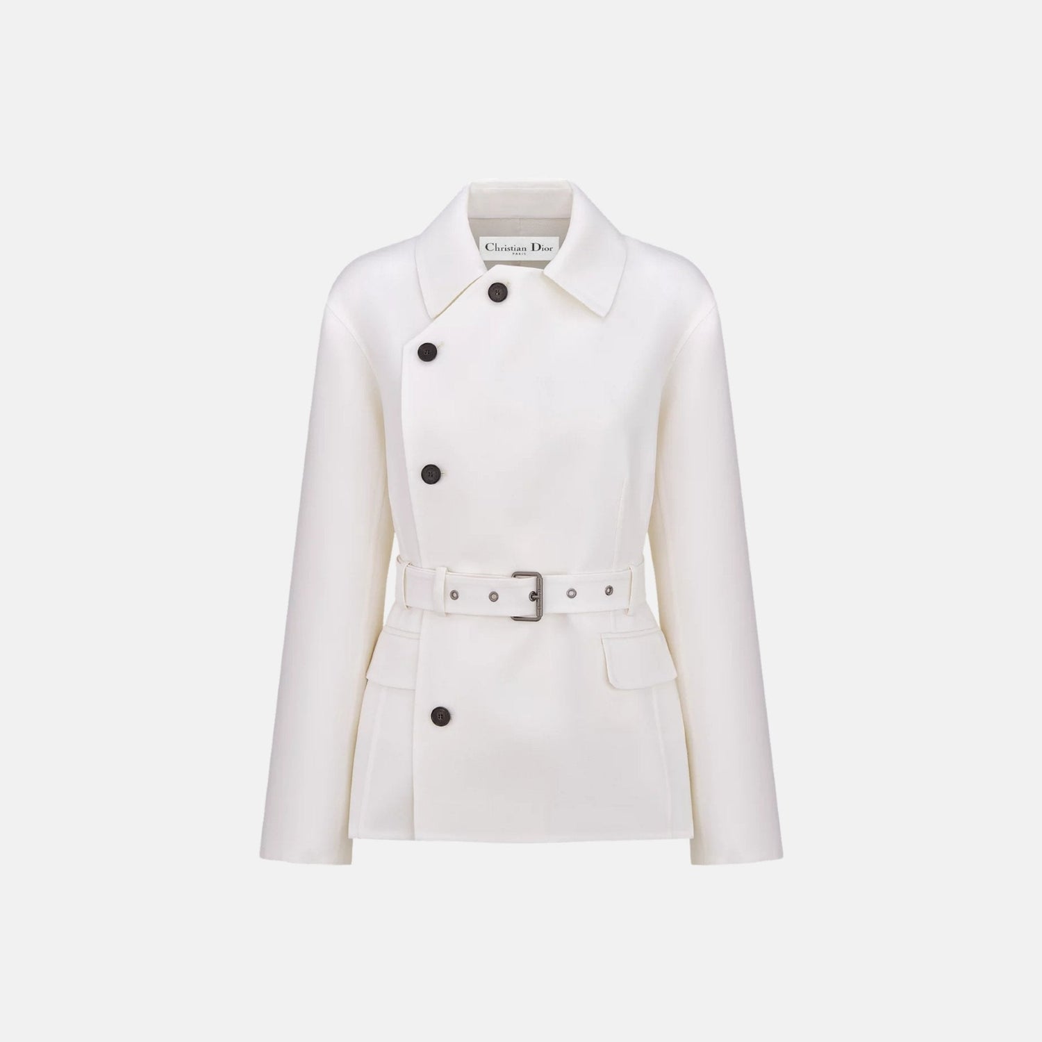 Belted Jacket In Virgin Wool And Silk Gabardine