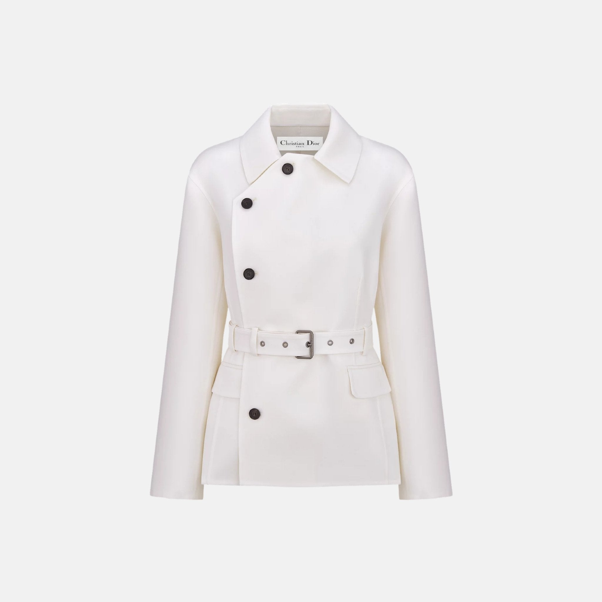 Belted Jacket In Virgin Wool And Silk Gabardine