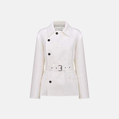 Belted Jacket In Virgin Wool And Silk Gabardine