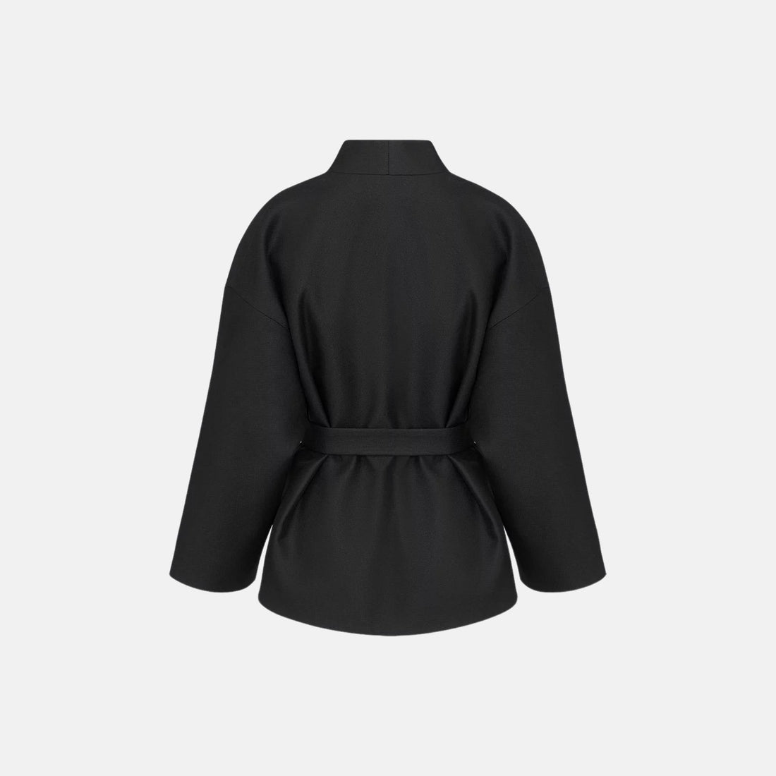 Belted Jacket In Virgin Wool And Silk Grain De Poudre