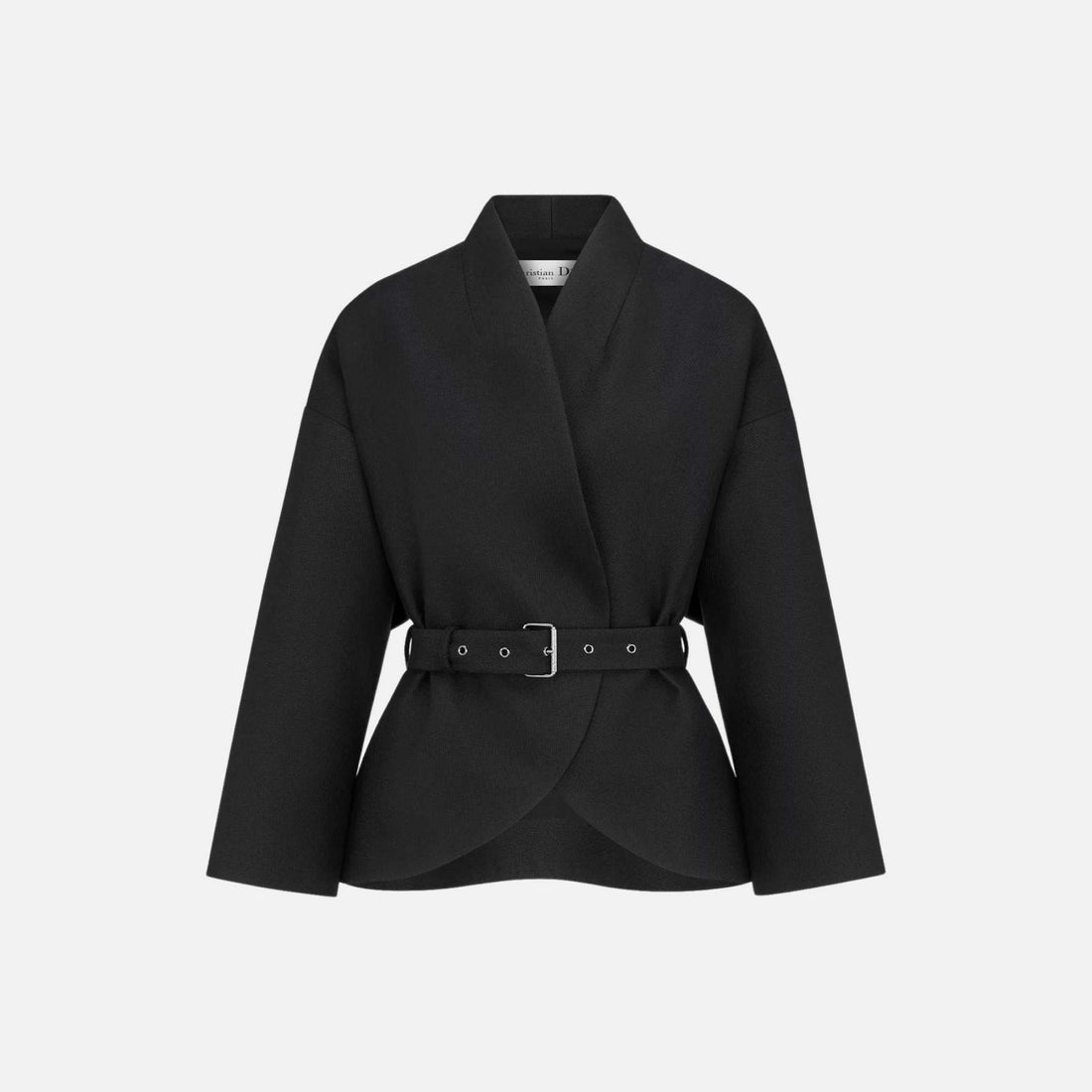 Belted Jacket In Virgin Wool And Silk Grain De Poudre