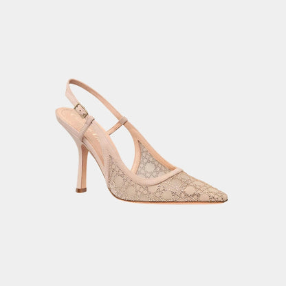 Dior Capture Slingback Pump Mesh with Rhinestone and Suede