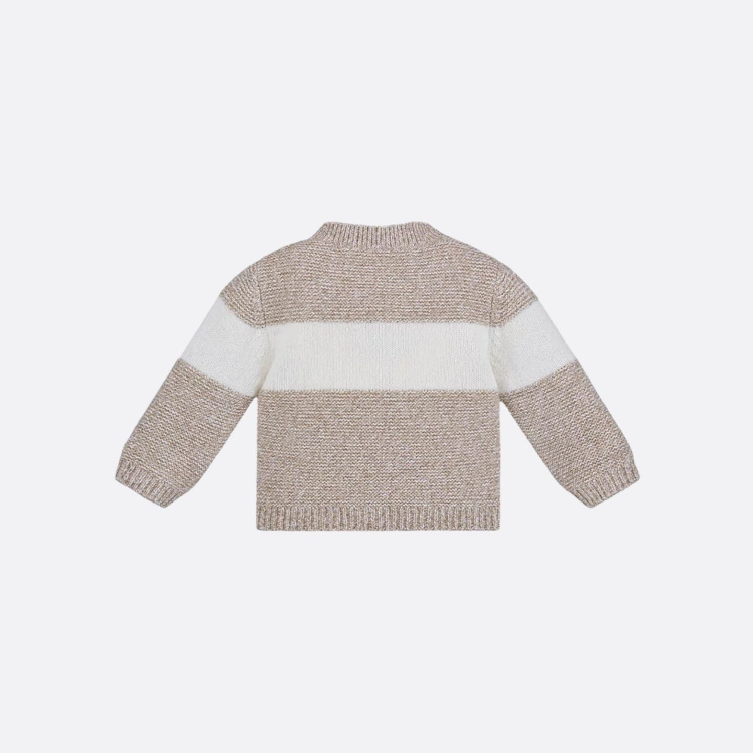 Cardigan in Heathered Beige &amp; Ivory Wool Cashmere Knit
