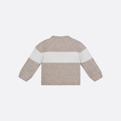 Cardigan in Heathered Beige &amp; Ivory Wool Cashmere Knit