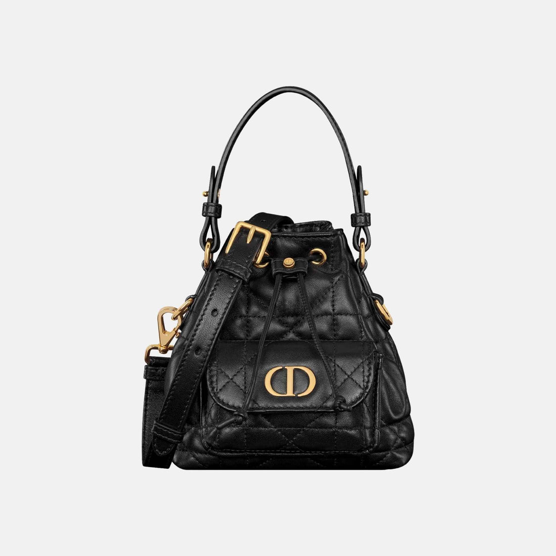 Dior Caro Nano Bucket Bag In Macrocannage Lambskin