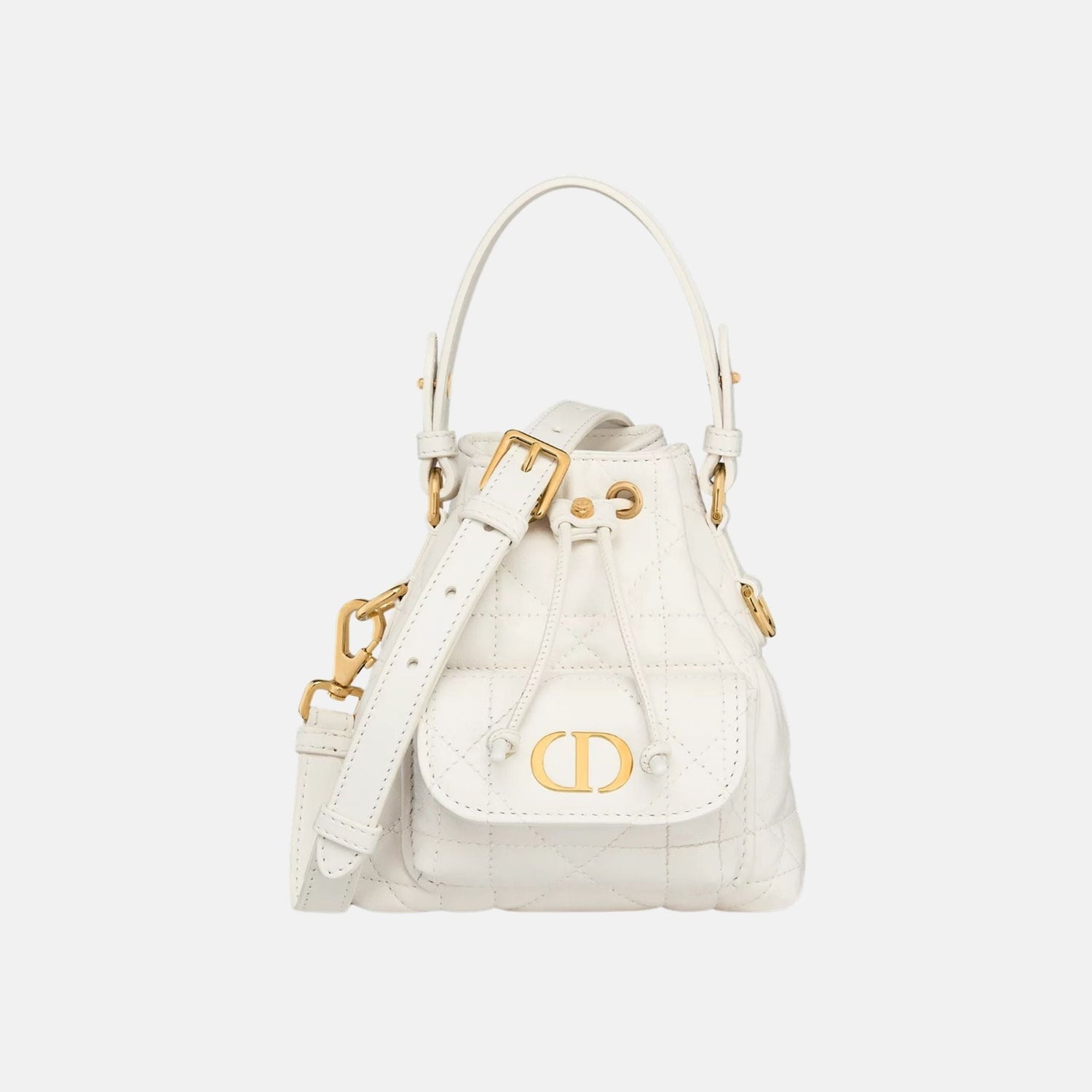 Dior Caro Nano Bucket Bag In Macrocannage Lambskin