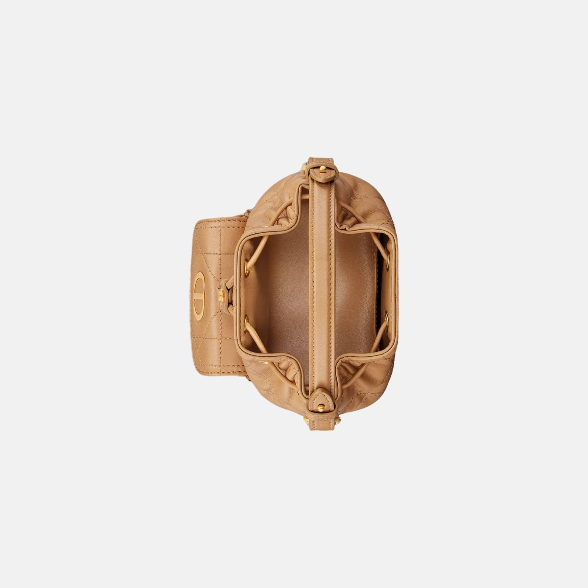 Dior Caro Nano Bucket Bag In Macrocannage Lambskin
