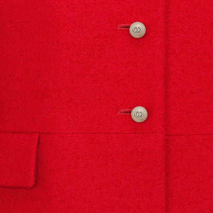 Cropped Jacket Red Wool And Silk