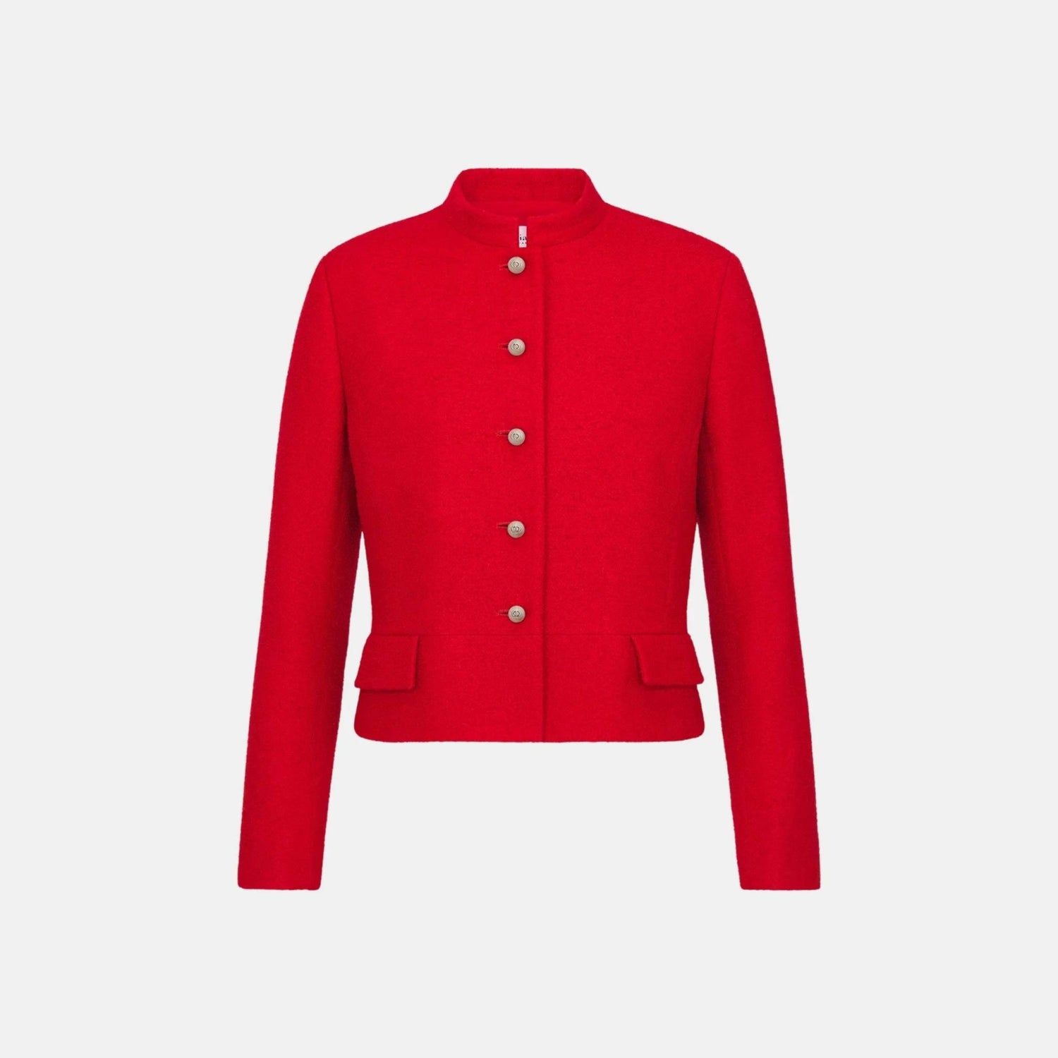 Cropped Jacket Red Wool And Silk