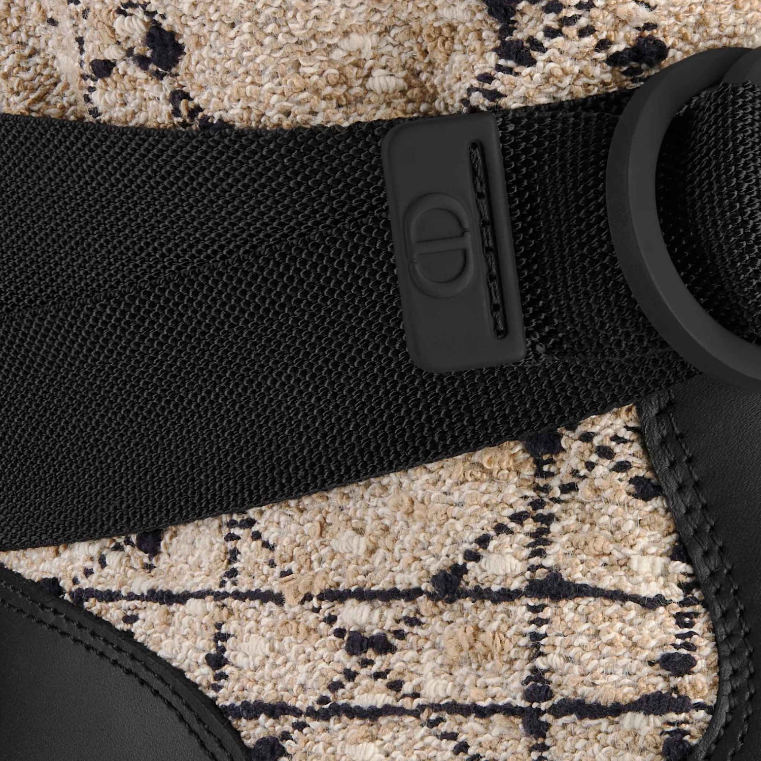 D Major Boot Beige and Black Cannage Tweed and Black Calfskin