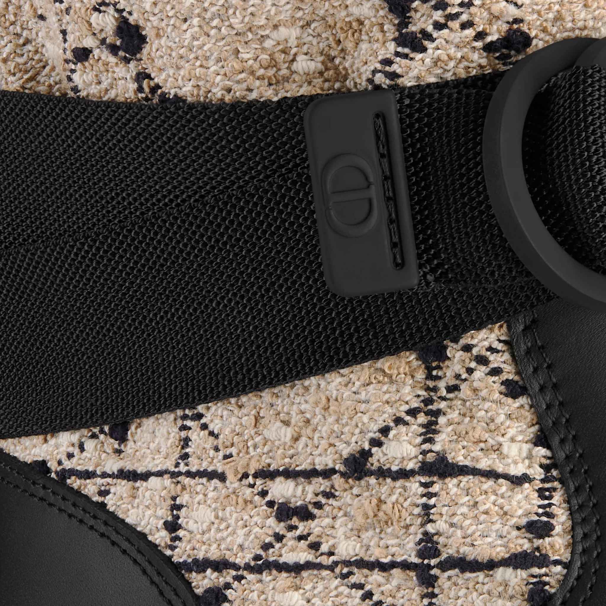 D Major Boot Beige and Black Cannage Tweed and Black Calfskin