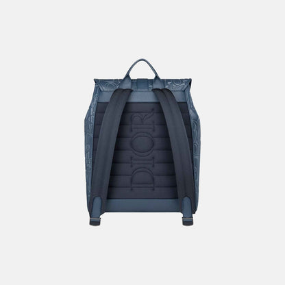 Daily Backpack with Flap in Outline and Grained Calfskin