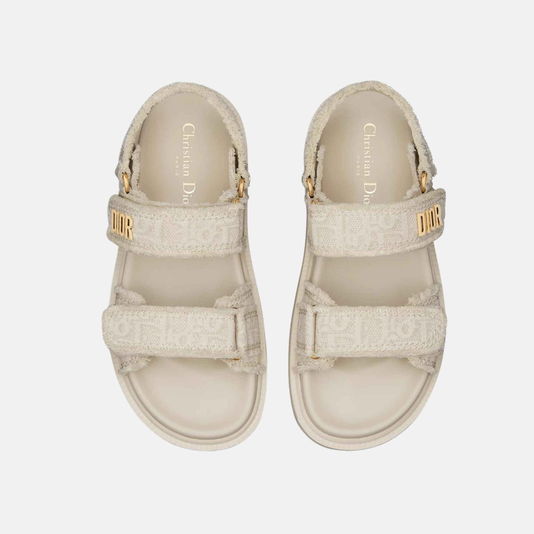 Dior Fringed Cotton Dioract Sandal with Oblique Motif