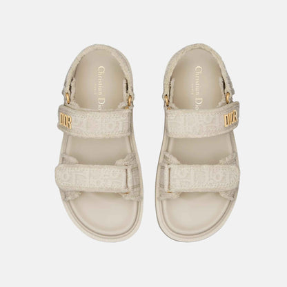 Dior Fringed Cotton Dioract Sandal with Oblique Motif