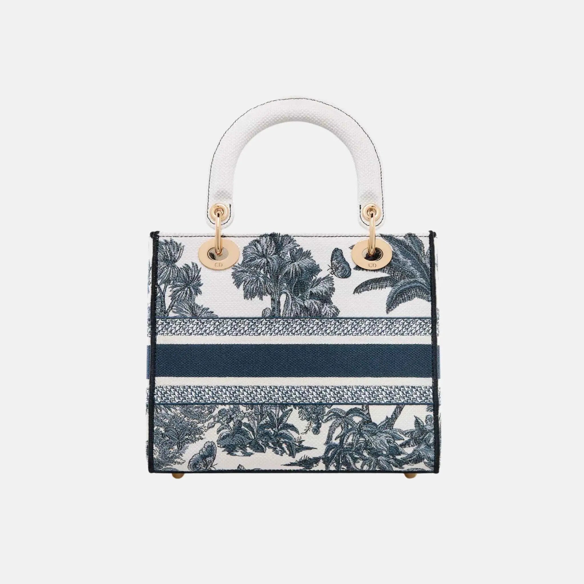 Dioriviera Medium Lady D-Lite Bag in Toile de Jouy Palms