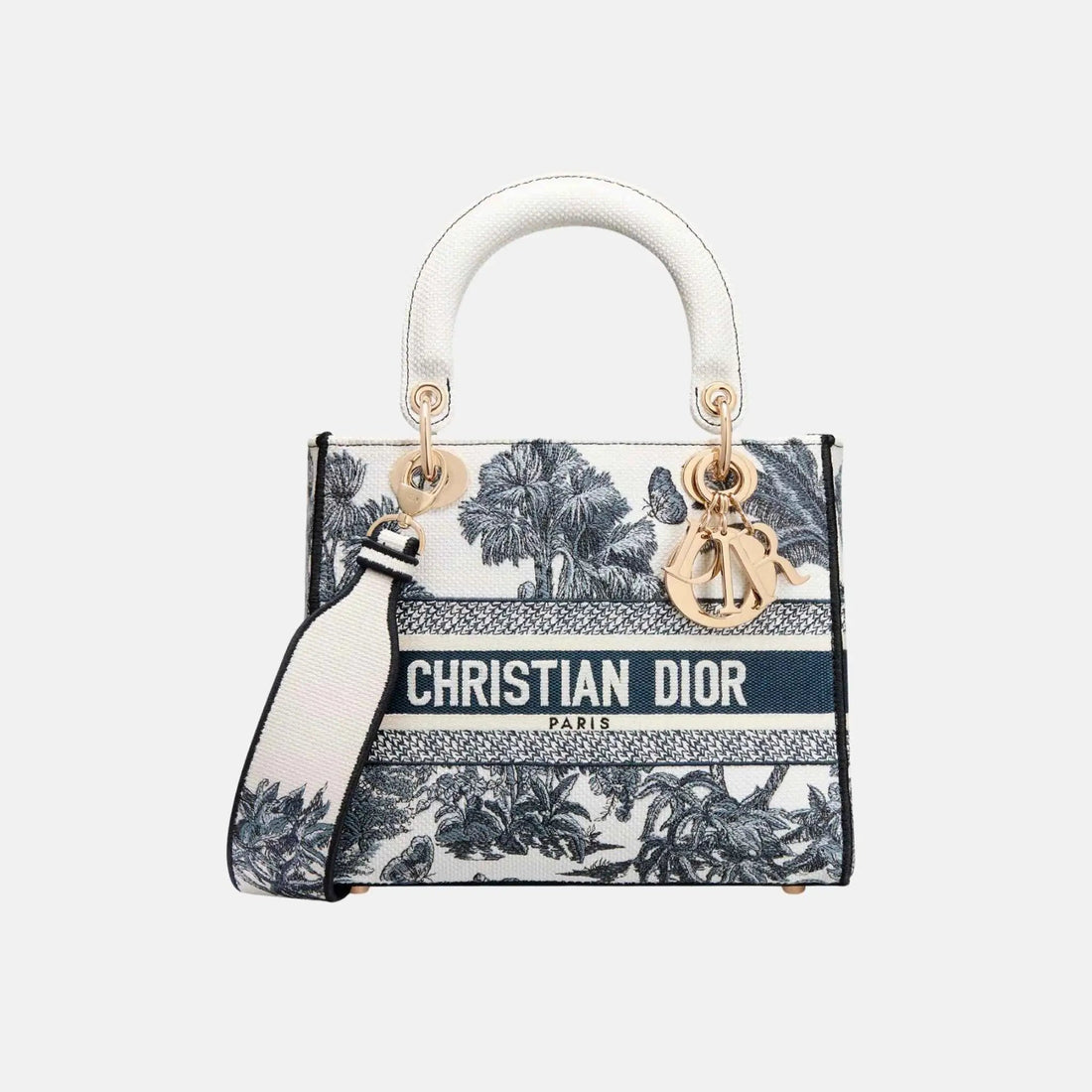 Dioriviera Medium Lady D-Lite Bag in Toile de Jouy Palms