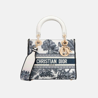Dioriviera Medium Lady D-Lite Bag in Toile de Jouy Palms
