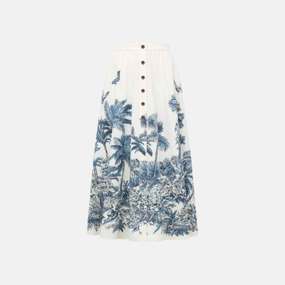 Dioriviera Mid-Length Flared Skirt in Toile de Jouy