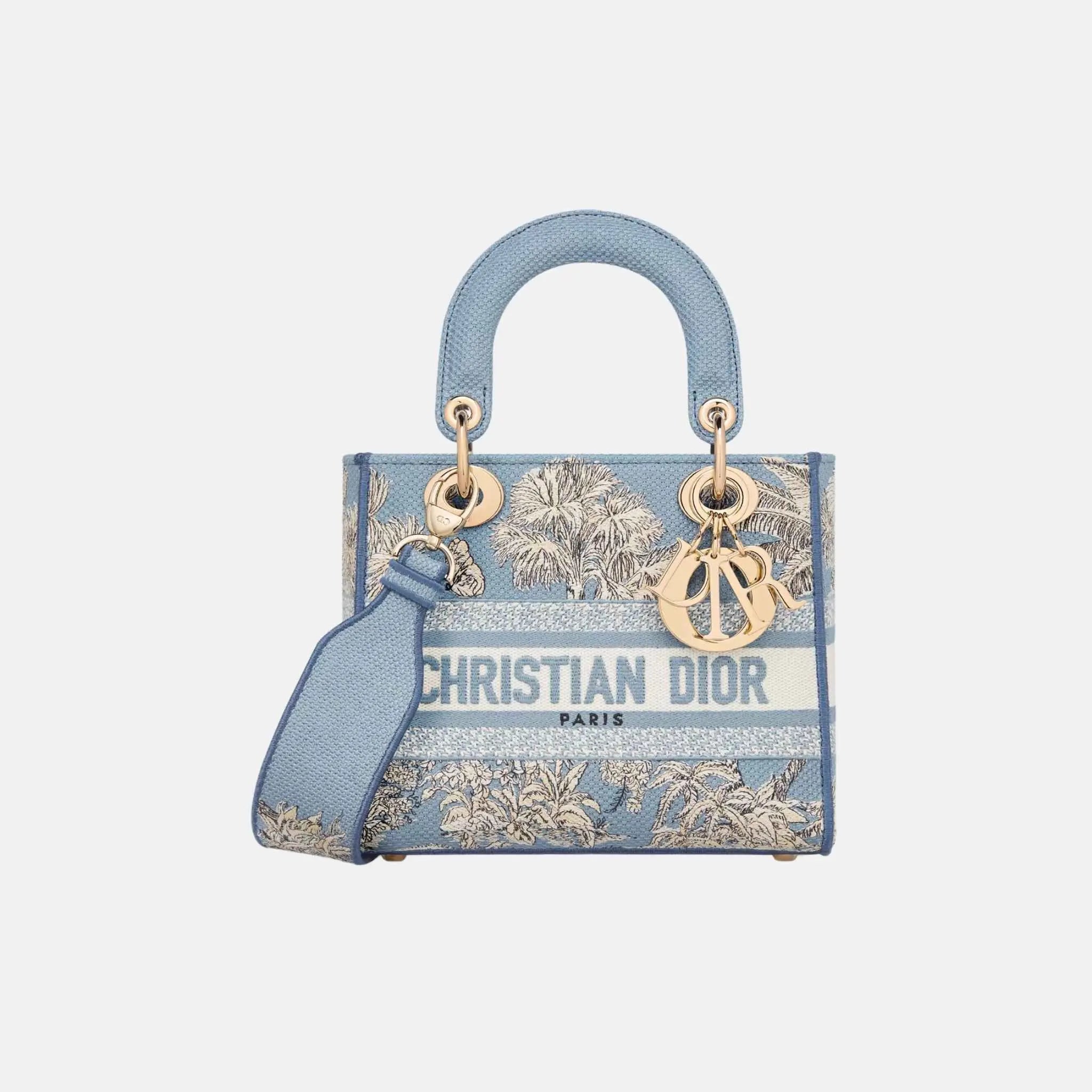 Dioriviera Small Lady D-Lite Bag in Toile de Jouy Palms