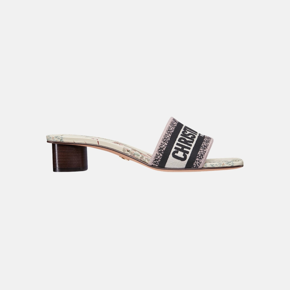 Dway Heeled Slide In Embroidered Cotton With Millefiori Motif