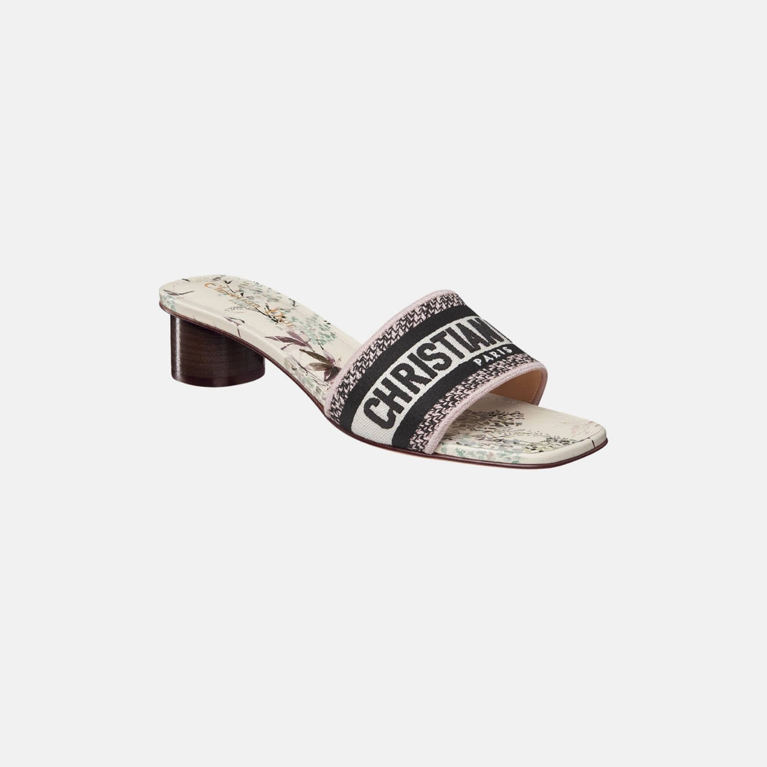 Dway Heeled Slide In Embroidered Cotton With Millefiori Motif