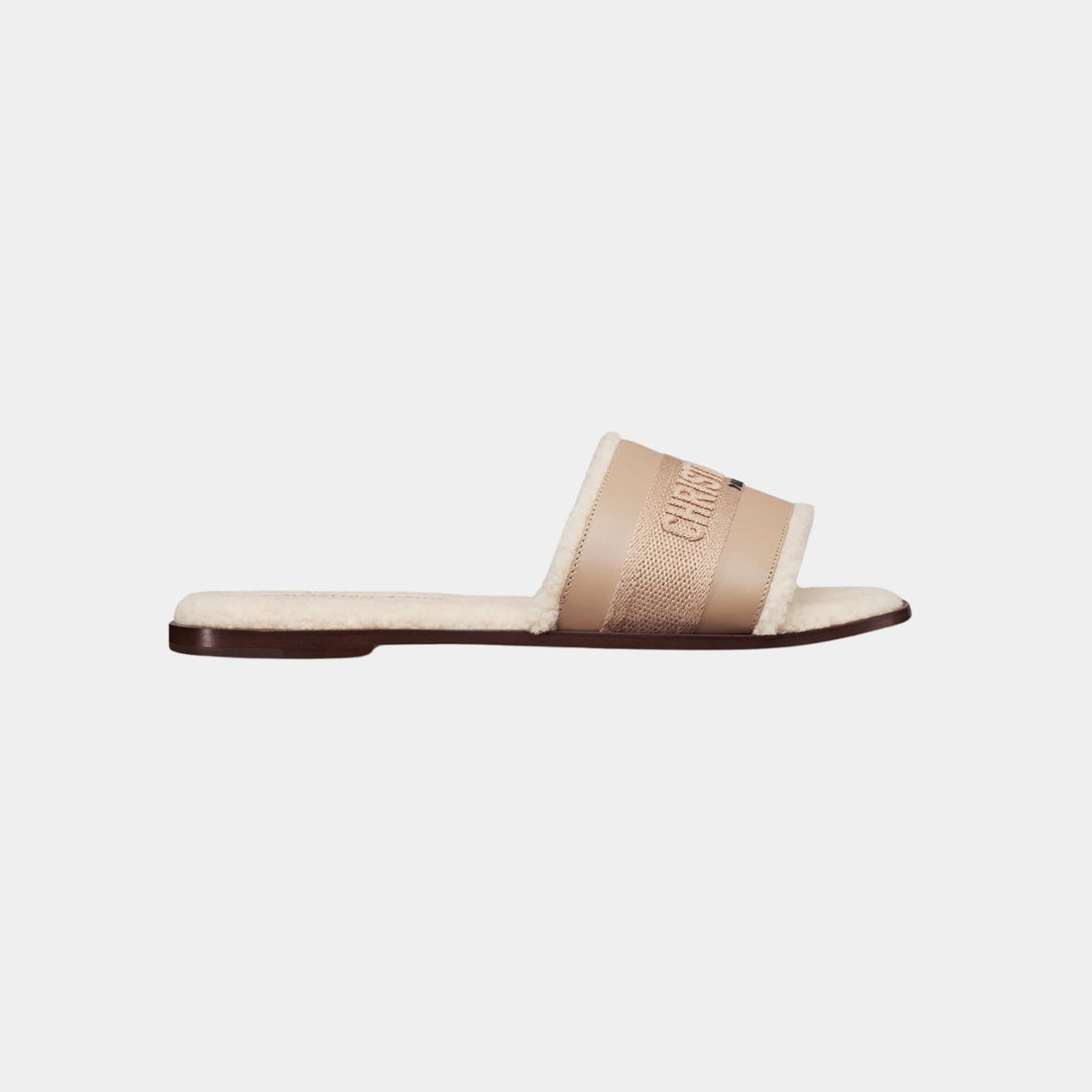 Dway Slide Calfskin And Embroidered Cotton