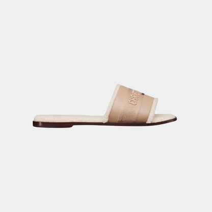 Dway Slide Calfskin And Embroidered Cotton