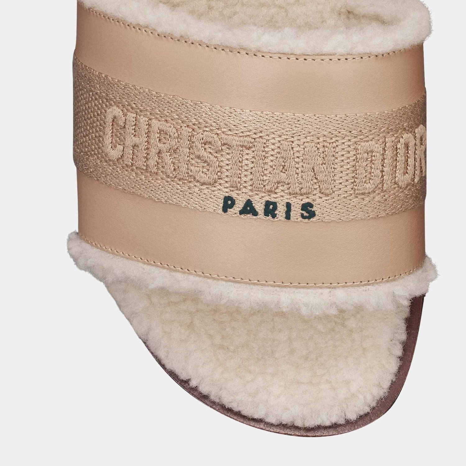 Dway Slide Calfskin And Embroidered Cotton
