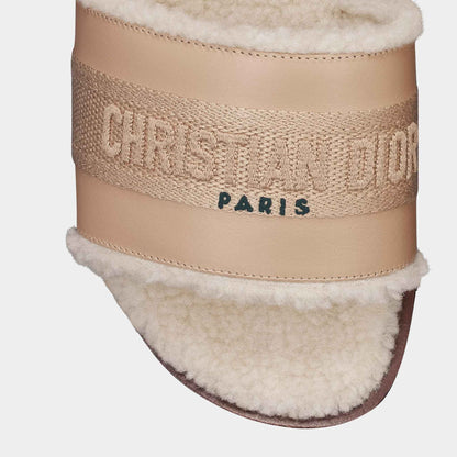 Dway Slide Calfskin And Embroidered Cotton