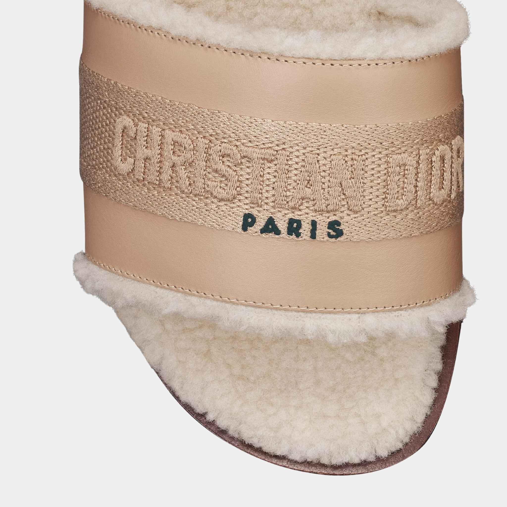 Dway Slide Calfskin And Embroidered Cotton