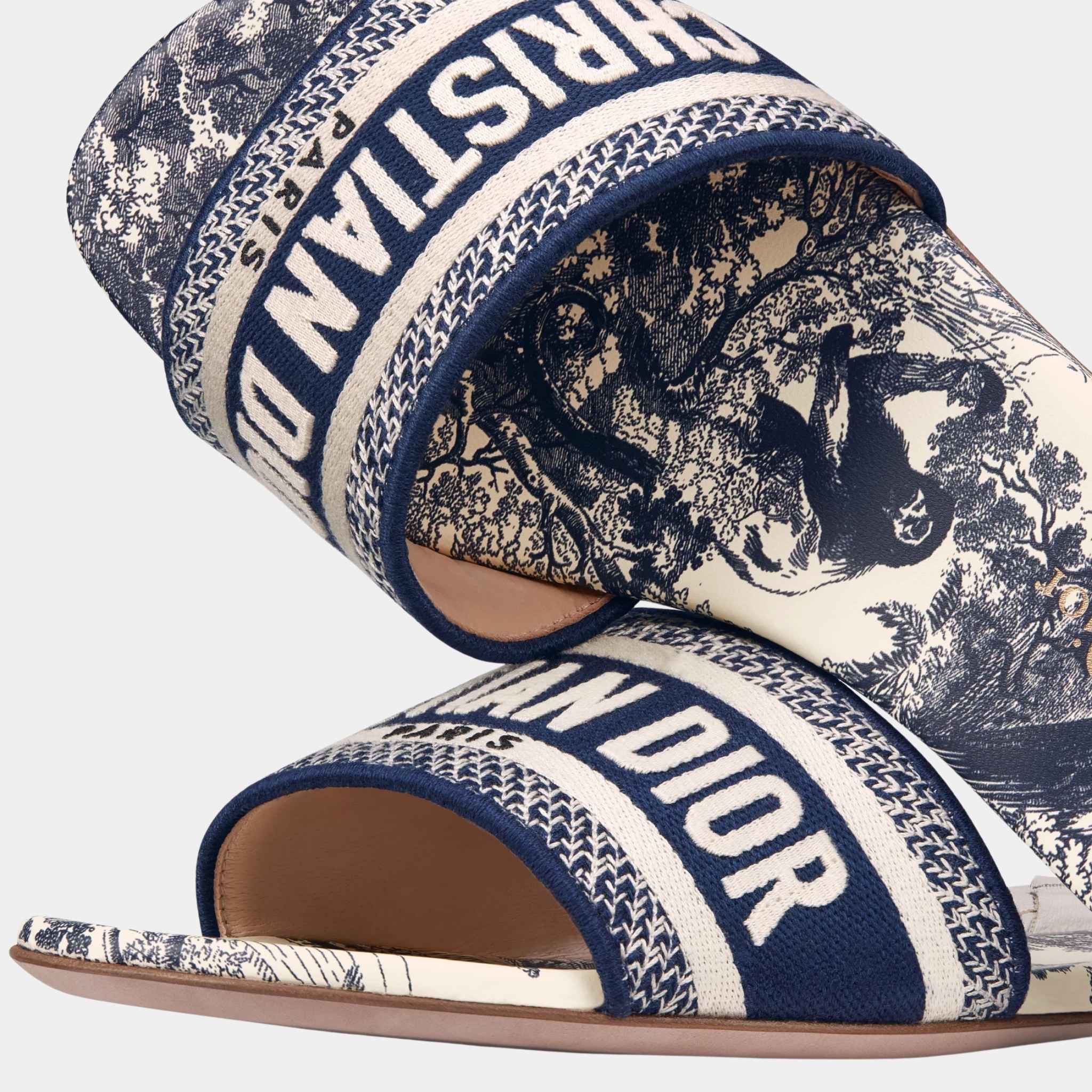 Dway Slide Embroidered Cotton Vibrant Blue