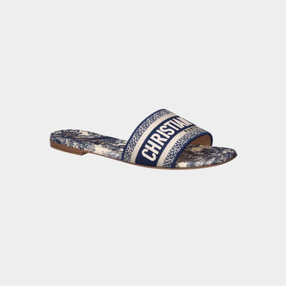 Dway Slide Embroidered Cotton Vibrant Blue