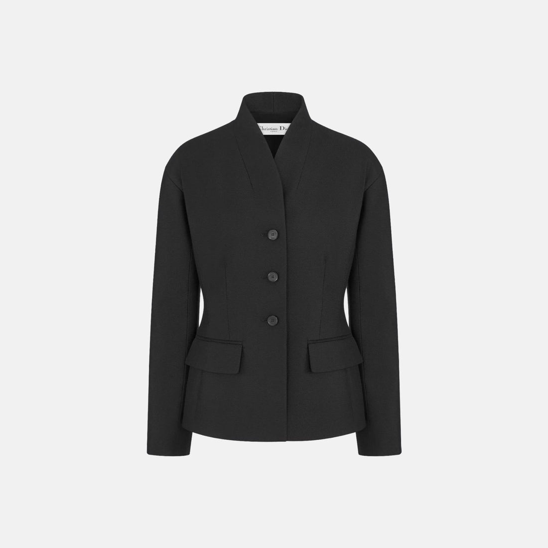 Fitted Jacket In Virgin Wool And Silk Grain De Poudre