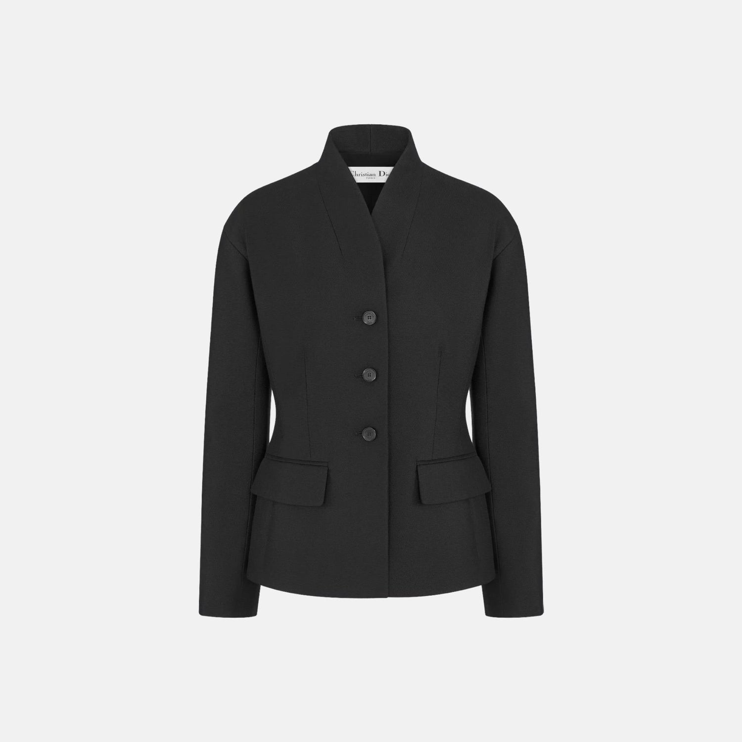 Fitted Jacket In Virgin Wool And Silk Grain De Poudre