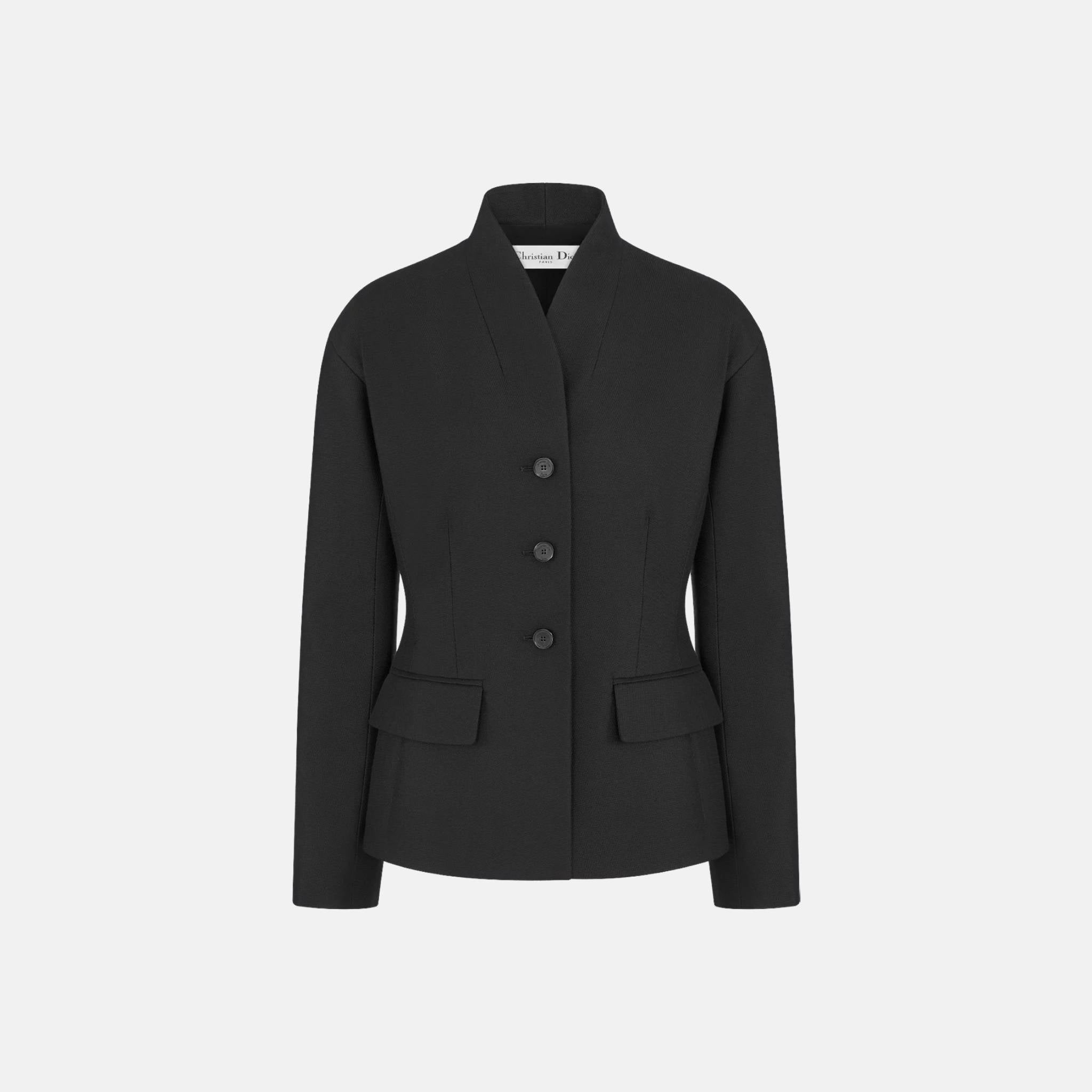 Fitted Jacket In Virgin Wool And Silk Grain De Poudre