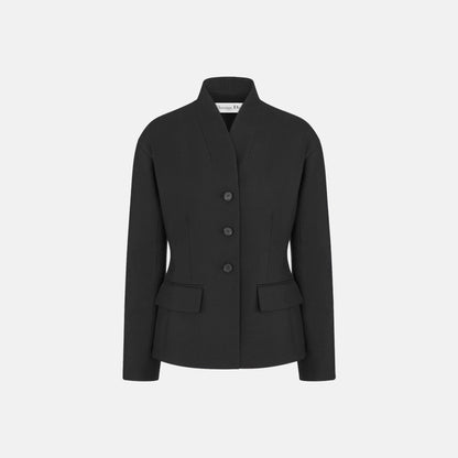 Fitted Jacket In Virgin Wool And Silk Grain De Poudre