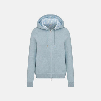 Hooded Track Jacket In Cotton And Cashmere Knit