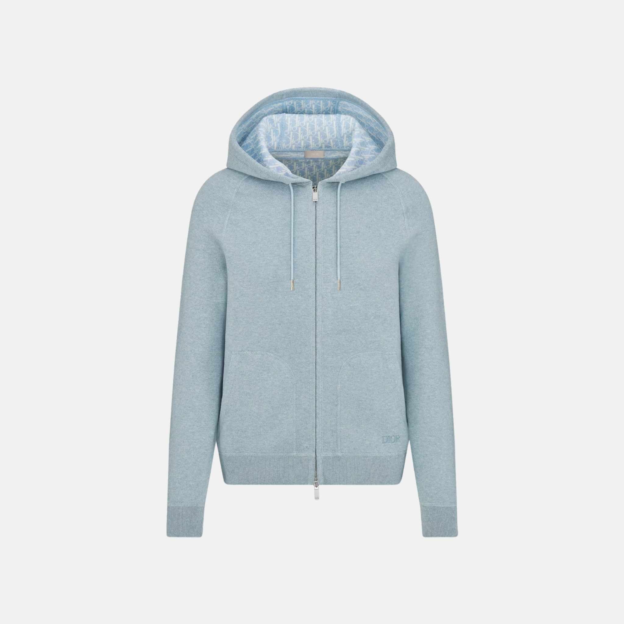 Hooded Track Jacket In Cotton And Cashmere Knit